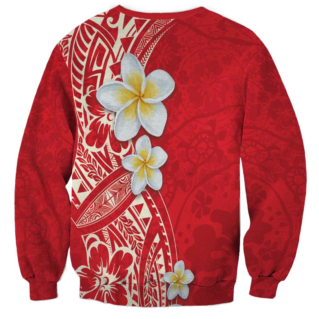 Plumeria Sweatshirt Polynesian Tribal Frangipani Red LT03 - Polynesian Pride