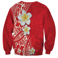 Plumeria Sweatshirt Polynesian Tribal Frangipani Red LT03 - Polynesian Pride