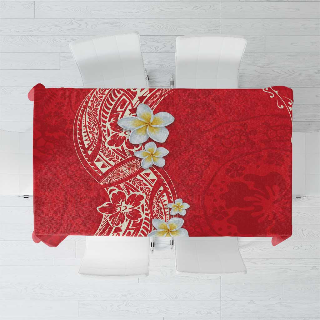 Plumeria Tablecloth Polynesian Tribal Frangipani Red LT03 Red - Polynesian Pride