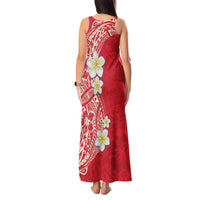 Plumeria Tank Maxi Dress Polynesian Tribal Frangipani Red