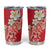 Polynesian Tattoos Frangipani Tumbler Cup Hibiscus Turtles and Tribal Motifs Vintage Floral - Red Color