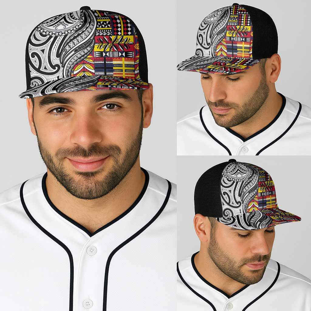 Niue Hiapo and Maori Decoration Tattoos Baseball Net Cap - Polynesian Pride