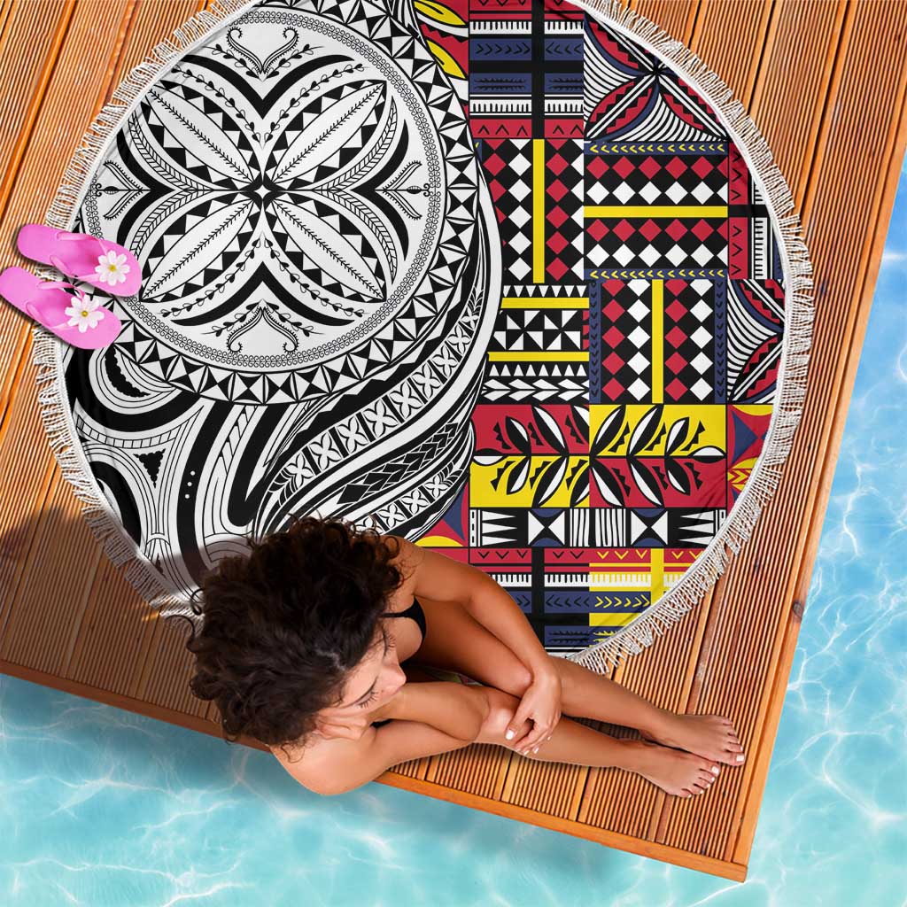 Niue Hiapo and Maori Decoration Tattoos Beach Blanket LT03 - Polynesian Pride