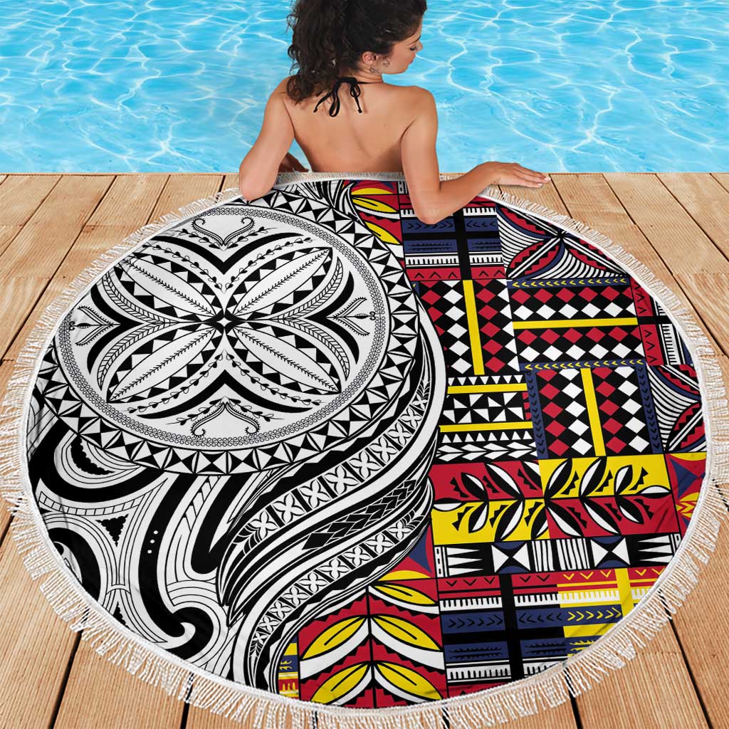 Niue Hiapo and Maori Decoration Tattoos Beach Blanket LT03 - Polynesian Pride
