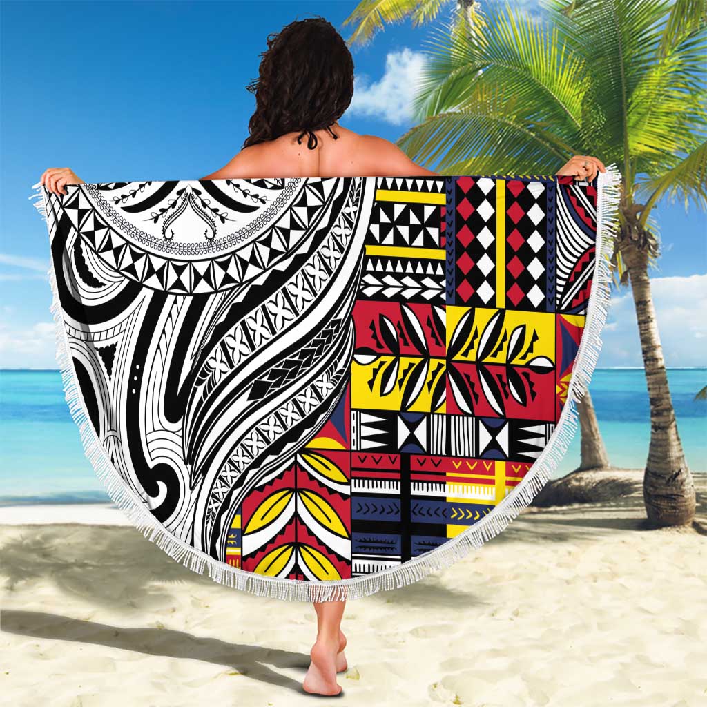 Niue Hiapo and Maori Decoration Tattoos Beach Blanket LT03 - Polynesian Pride