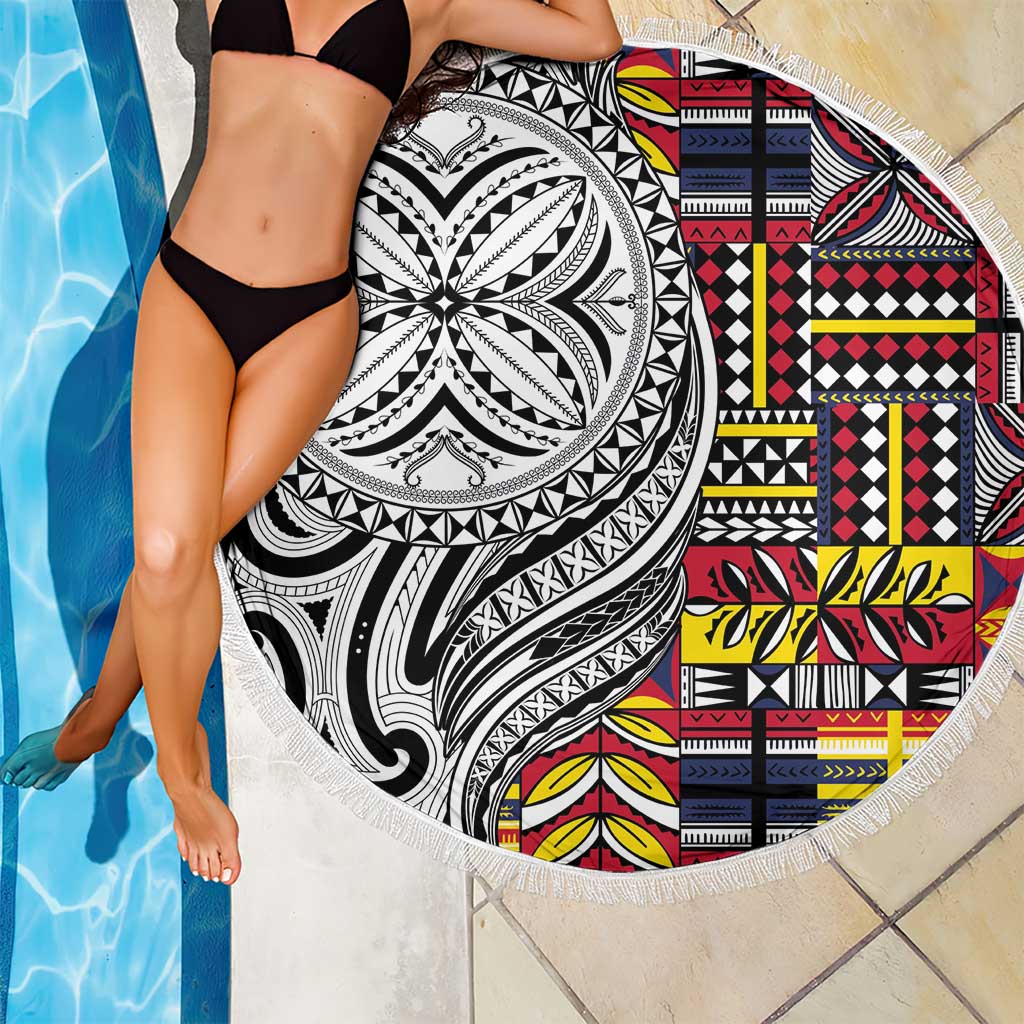 Niue Hiapo and Maori Decoration Tattoos Beach Blanket LT03 - Polynesian Pride