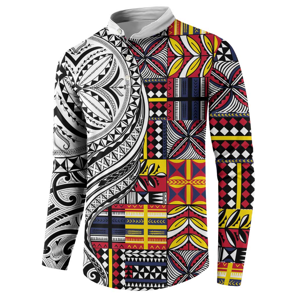 Niue Hiapo and Maori Decoration Tattoos Button Sweatshirt - Polynesian Pride