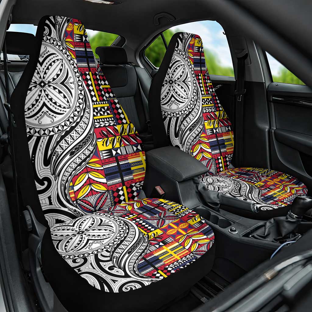 Niue Hiapo and Maori Decoration Tattoos Car Seat Cover - Polynesian Pride
