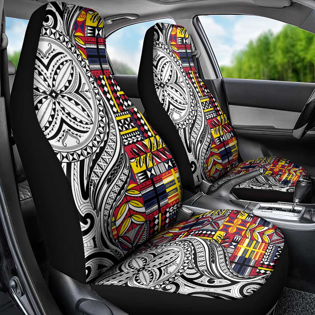 Niue Hiapo and Maori Decoration Tattoos Car Seat Cover - Polynesian Pride