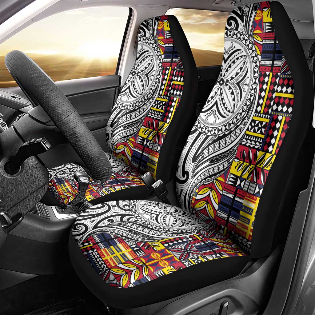 Niue Hiapo and Maori Decoration Tattoos Car Seat Cover - Polynesian Pride
