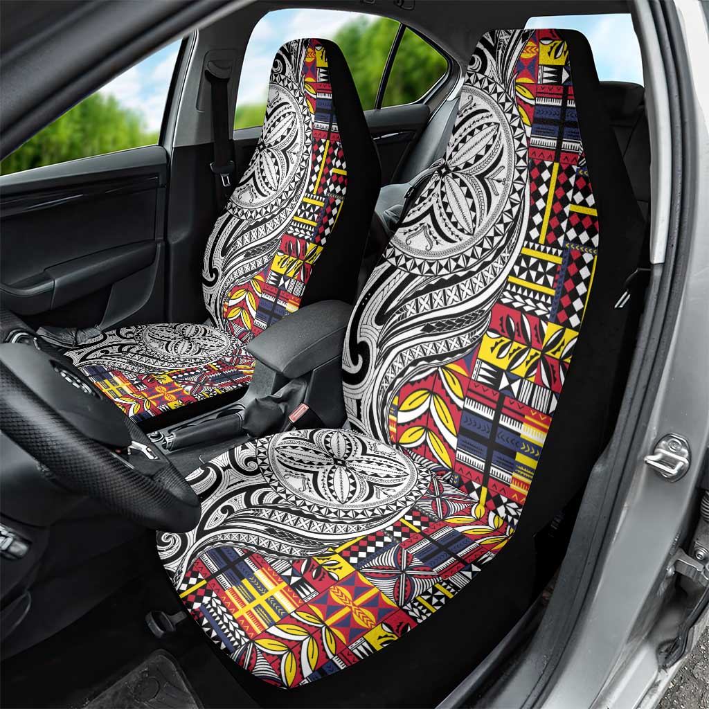 Niue Hiapo and Maori Decoration Tattoos Car Seat Cover - Polynesian Pride