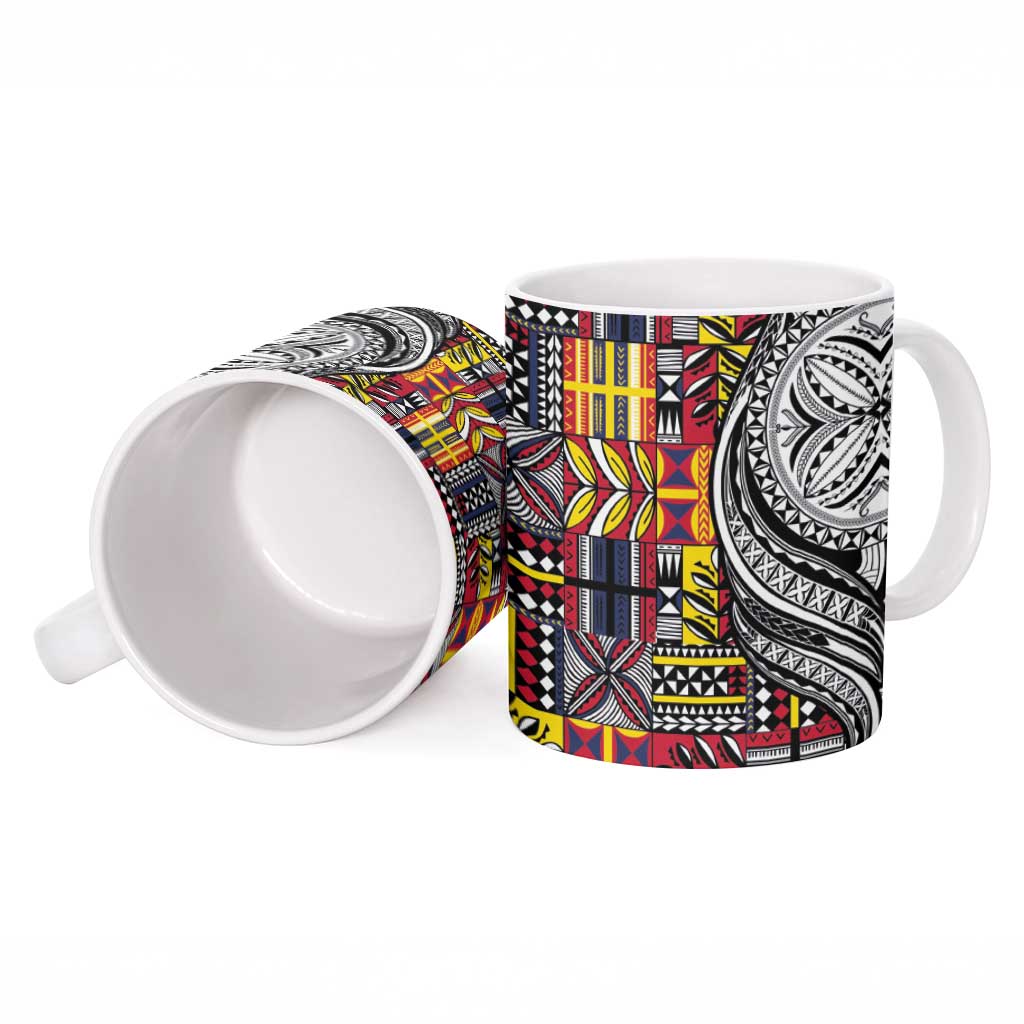 Niue Hiapo and Maori Decoration Tattoos Ceramic Mug - Polynesian Pride