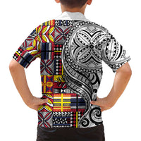 Niue Hiapo and Maori Decoration Tattoos Family Matching Off Shoulder Short Dress and Hawaiian Shirt - Polynesian Pride