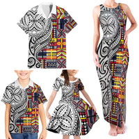 Niue Hiapo and Maori Decoration Tattoos Family Matching Tank Maxi Dress and Hawaiian Shirt - Polynesian Pride