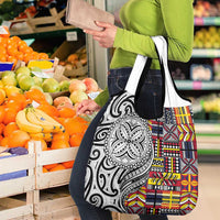 Niue Hiapo and Maori Decoration Tattoos Grocery Bag - Polynesian Pride