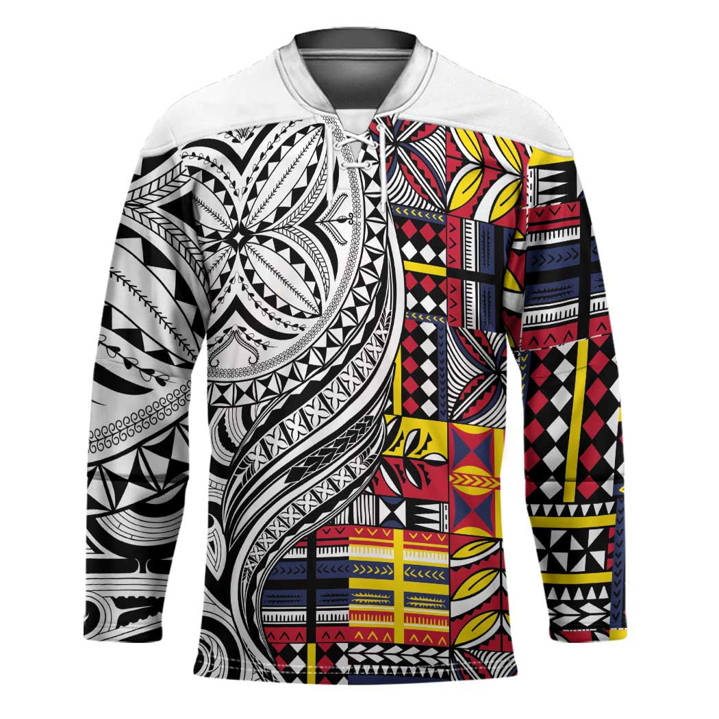 Niue Hiapo and Maori Decoration Tattoos Hockey Jersey - Polynesian Pride