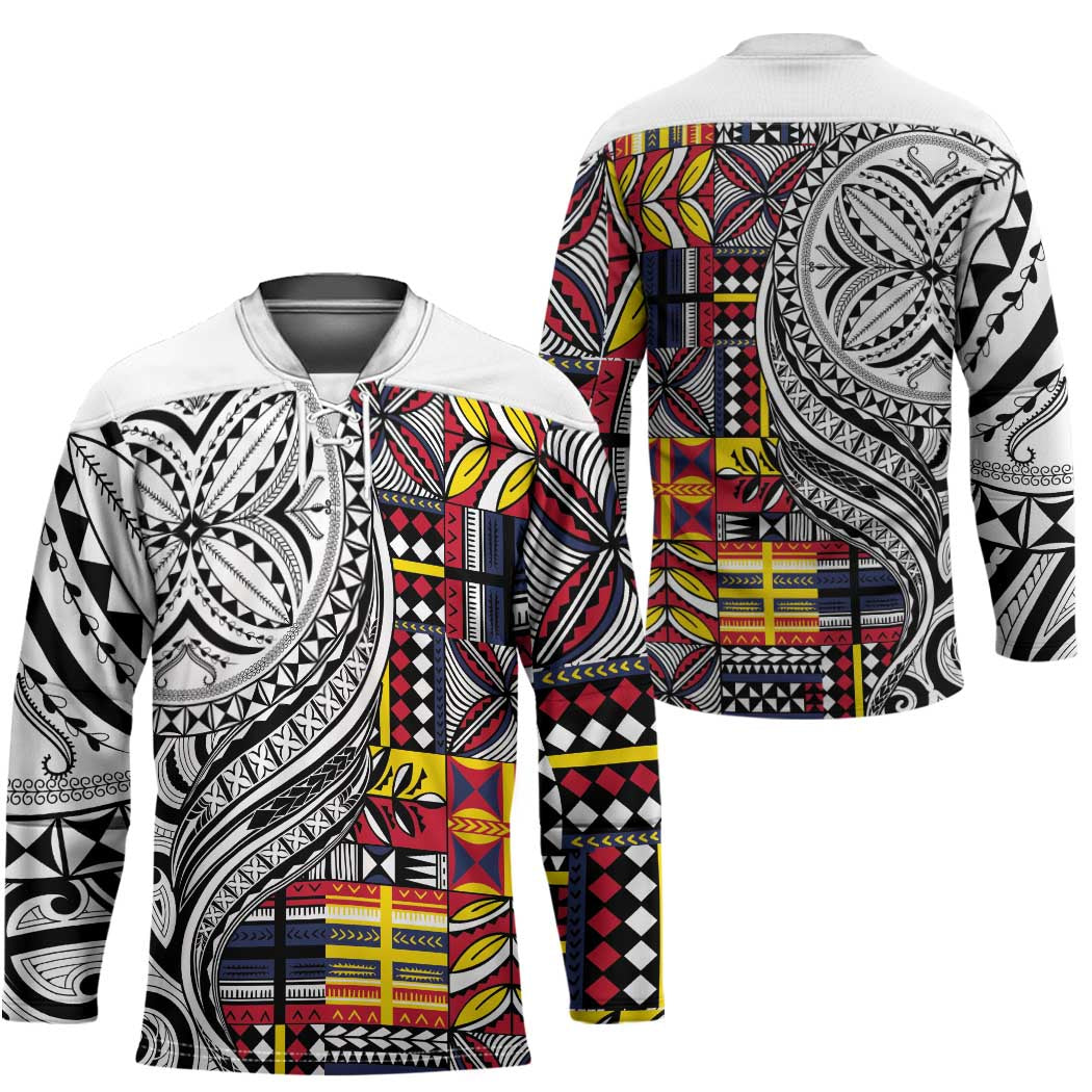 Niue Hiapo and Maori Decoration Tattoos Hockey Jersey LT03 - Polynesian Pride