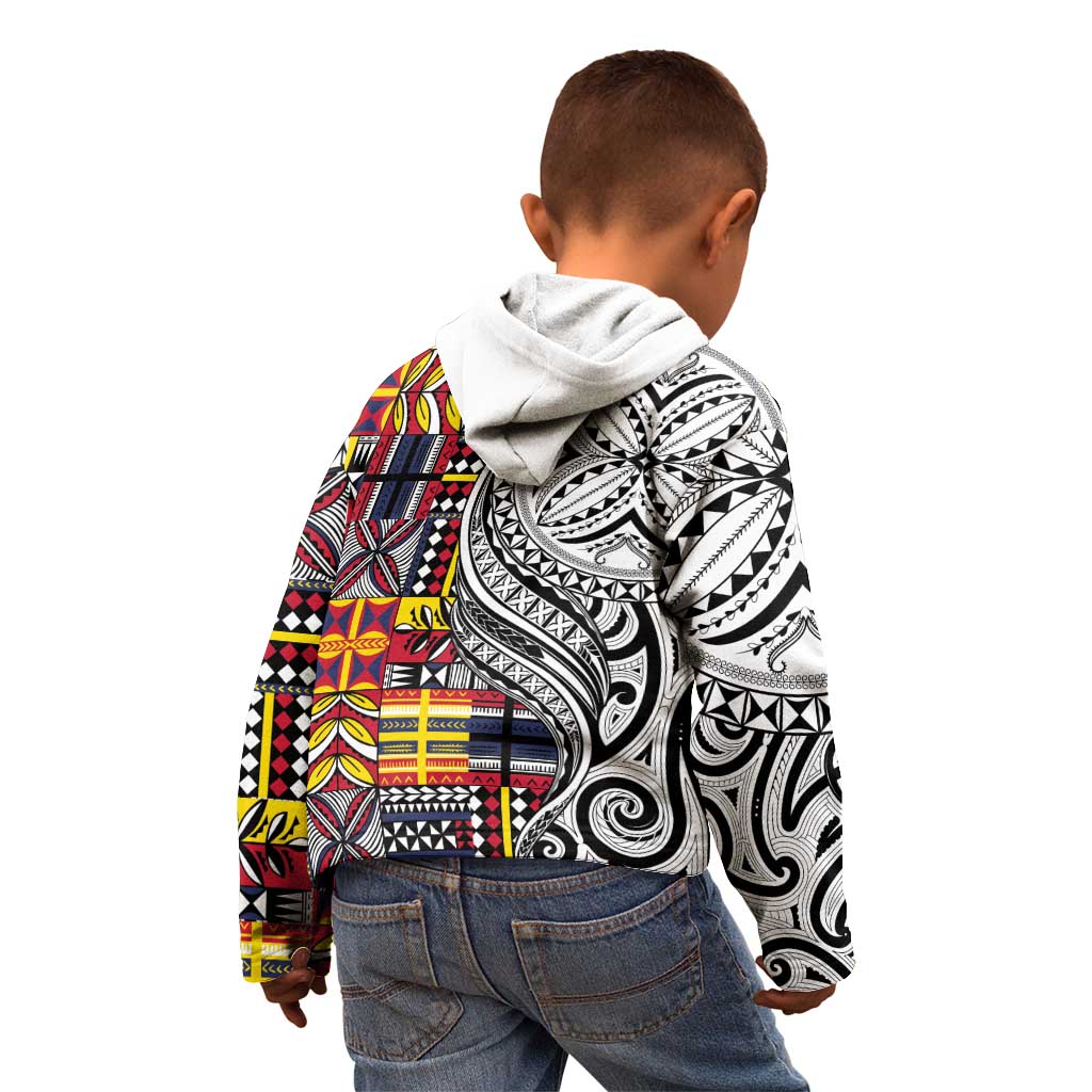 Niue Hiapo and Maori Decoration Tattoos Kid Hoodie - Polynesian Pride
