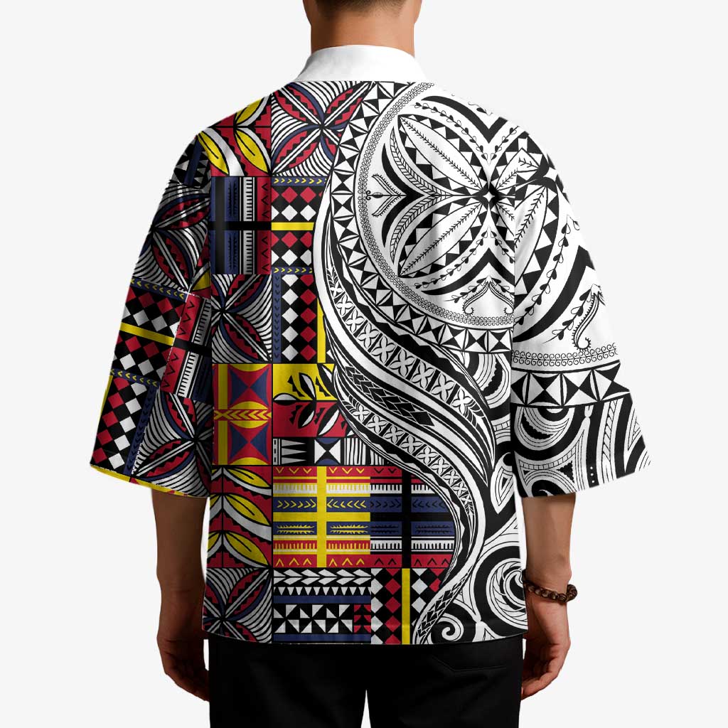 Niue Hiapo and Maori Decoration Tattoos Kimono - Polynesian Pride