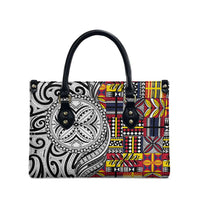 Niue Hiapo and Maori Decoration Tattoos Leather Bag - Polynesian Pride