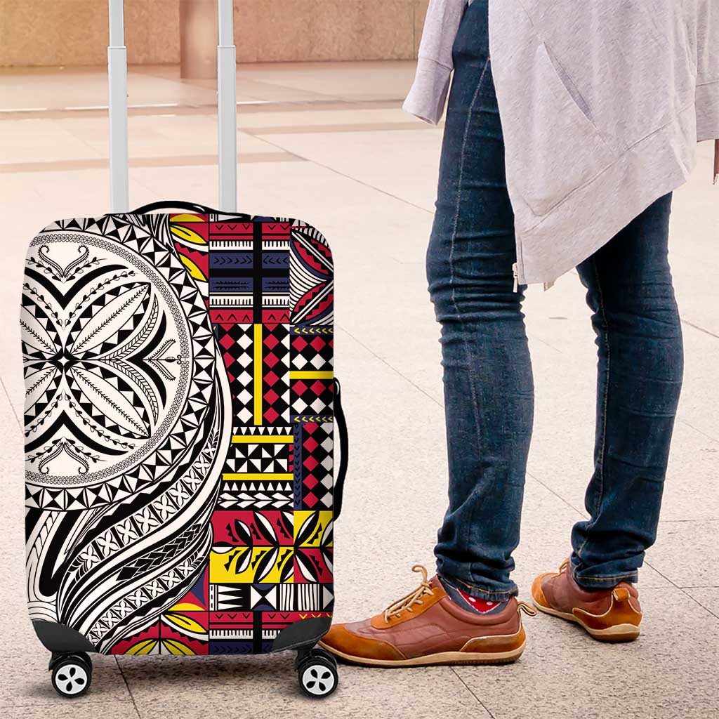 Niue Hiapo and Maori Decoration Tattoos Luggage Cover LT03 White - Polynesian Pride