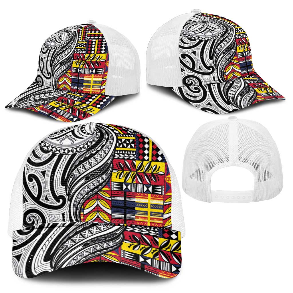 Niue Hiapo and Maori Decoration Tattoos Mesh Trucker Cap - Polynesian Pride