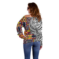 Niue Hiapo and Maori Decoration Tattoos Off Shoulder Sweater LT03 - Polynesian Pride