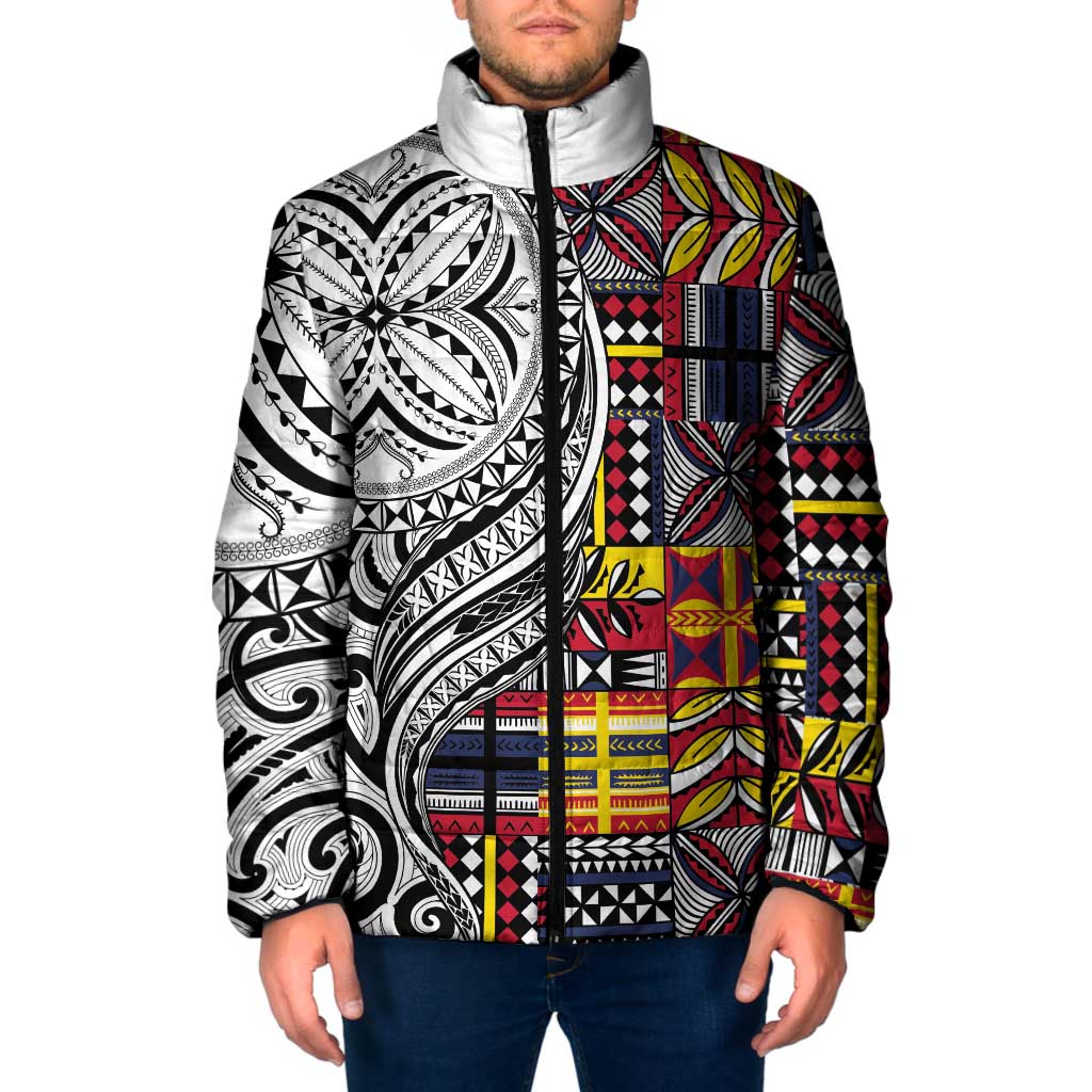 Niue Hiapo and Maori Decoration Tattoos Padded Jacket - Polynesian Pride