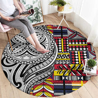 Niue Hiapo and Maori Decoration Tattoos Round Carpet LT03 - Polynesian Pride