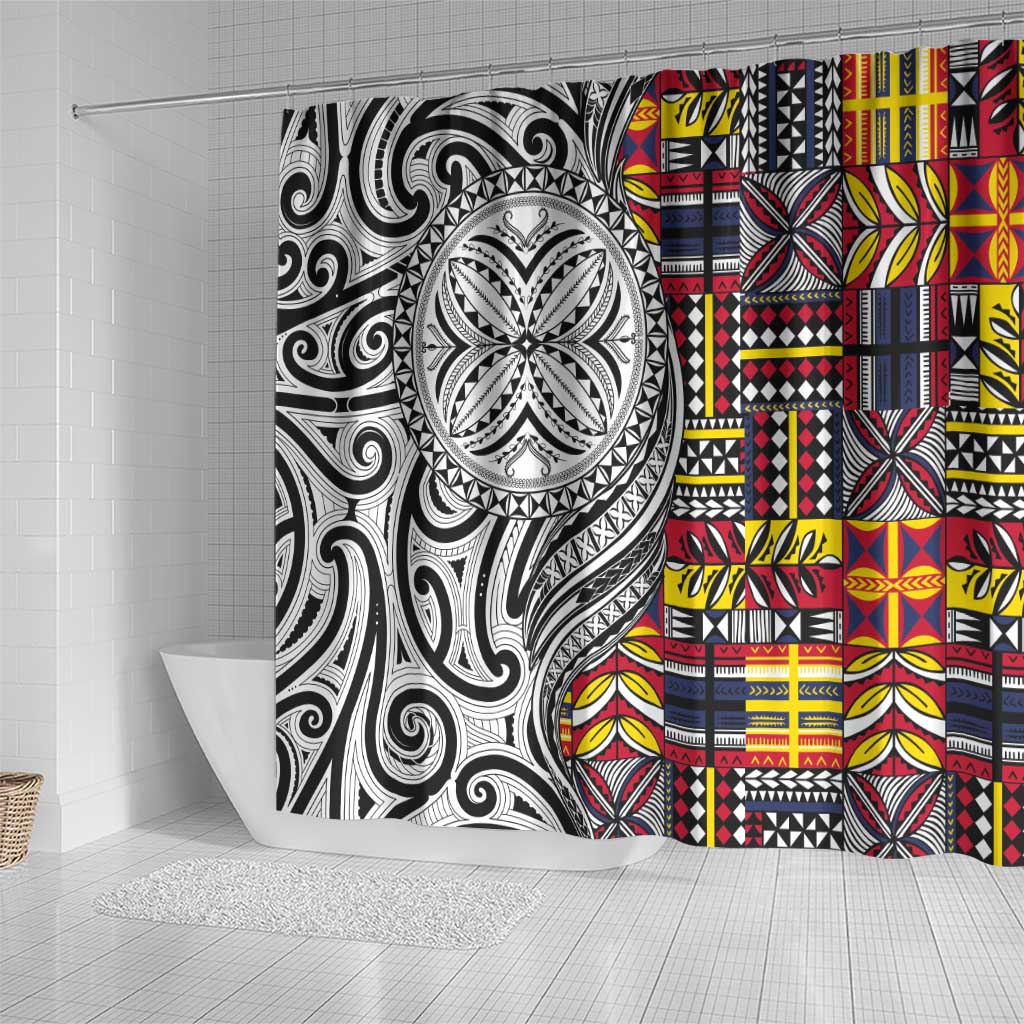 Niue Hiapo and Maori Decoration Tattoos Shower Curtain LT03 - Polynesian Pride