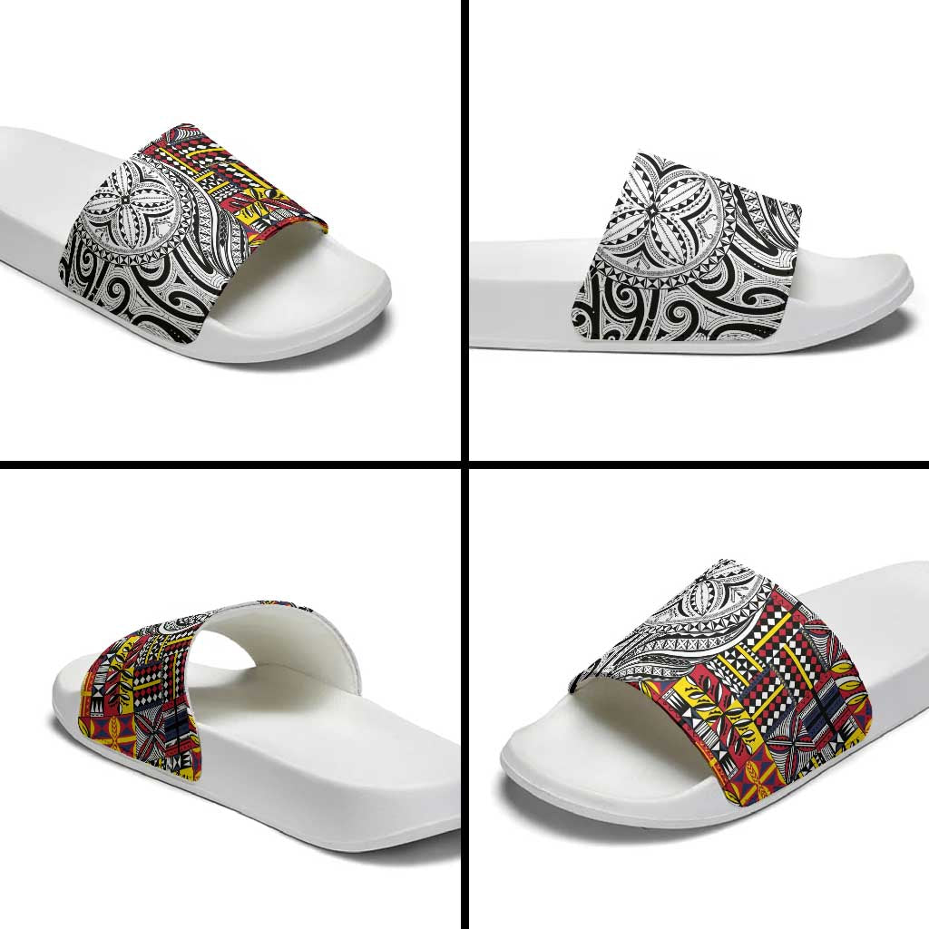 Niue Hiapo and Maori Decoration Tattoos Slide Sandals LT03 - Polynesian Pride
