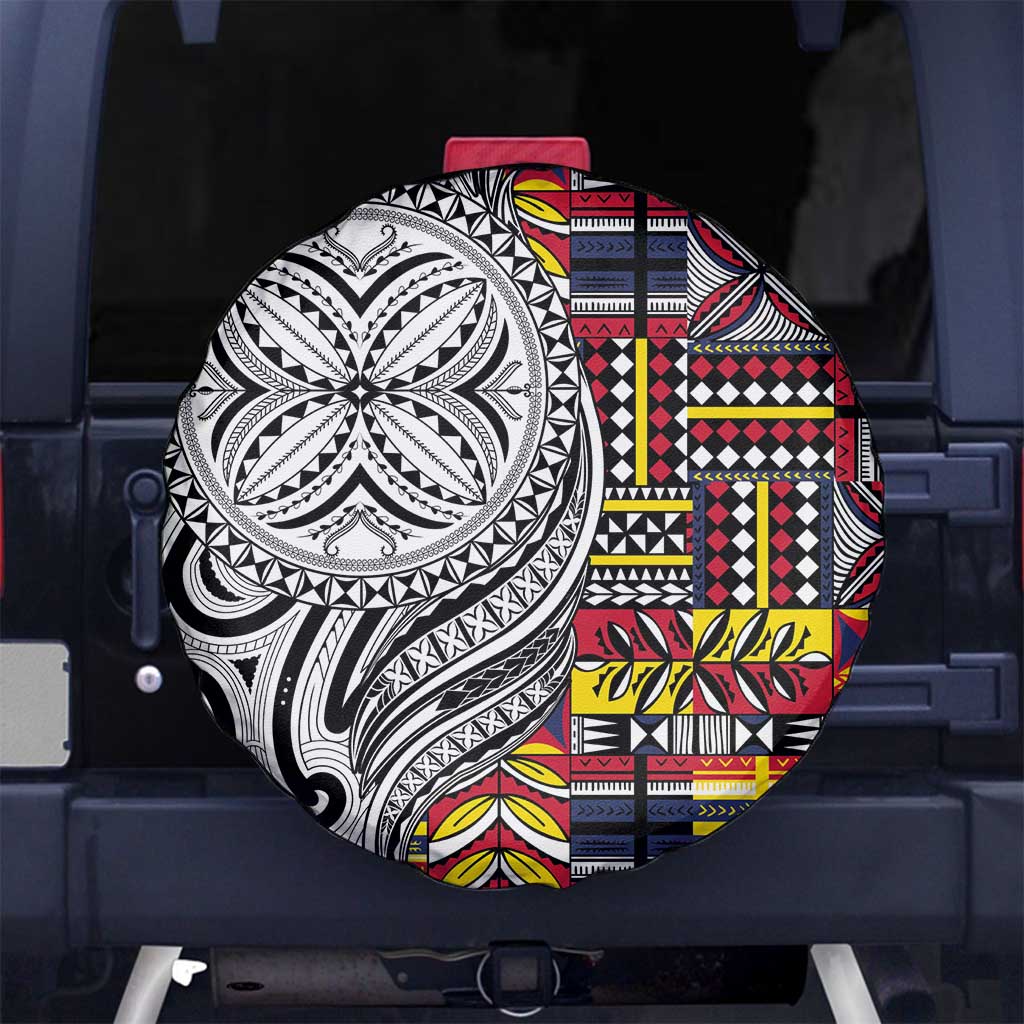 Niue Hiapo and Maori Decoration Tattoos Spare Tire Cover LT03 No hole White - Polynesian Pride