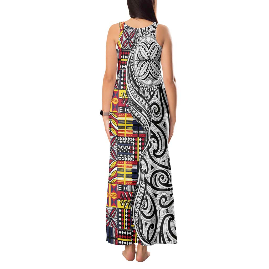 Niue Hiapo and Maori Decoration Tattoos Tank Maxi Dress LT03 - Polynesian Pride