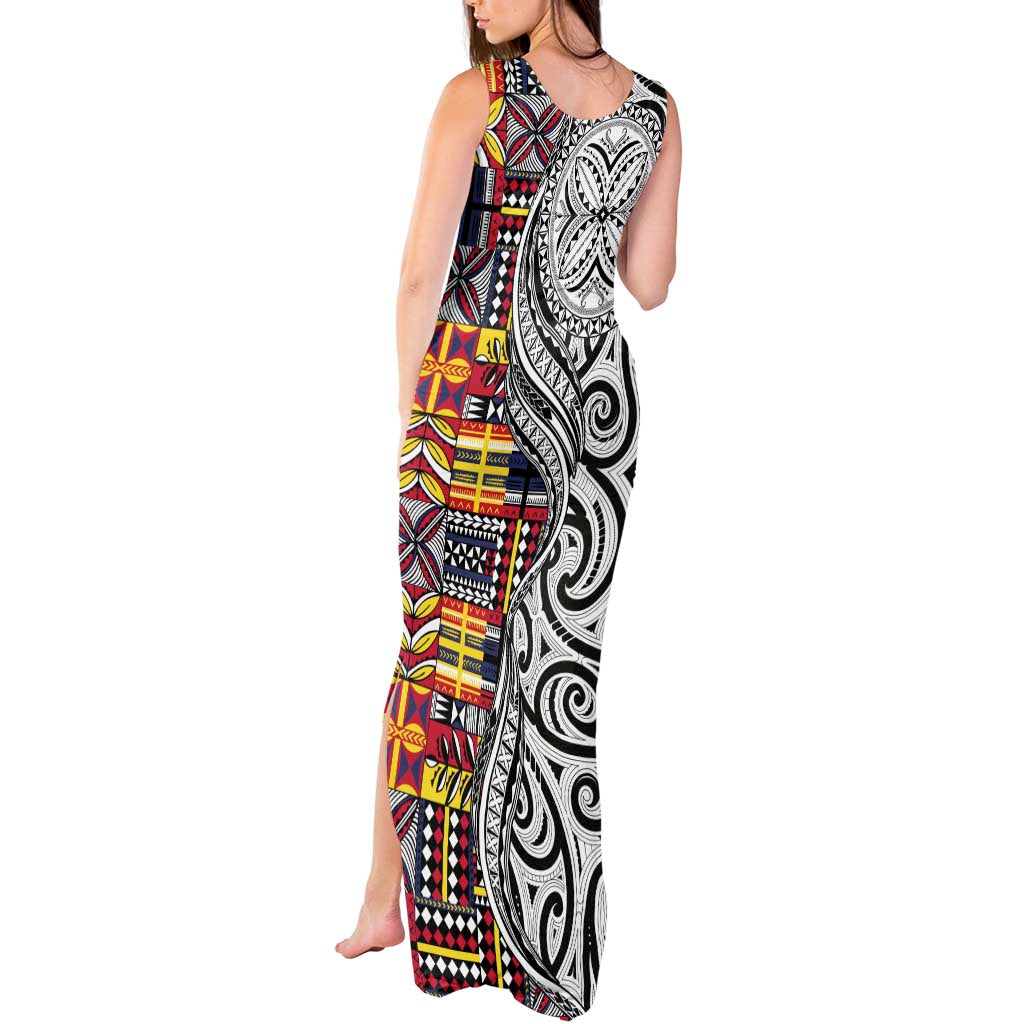 Niue Hiapo and Maori Decoration Tattoos Tank Maxi Dress LT03 - Polynesian Pride