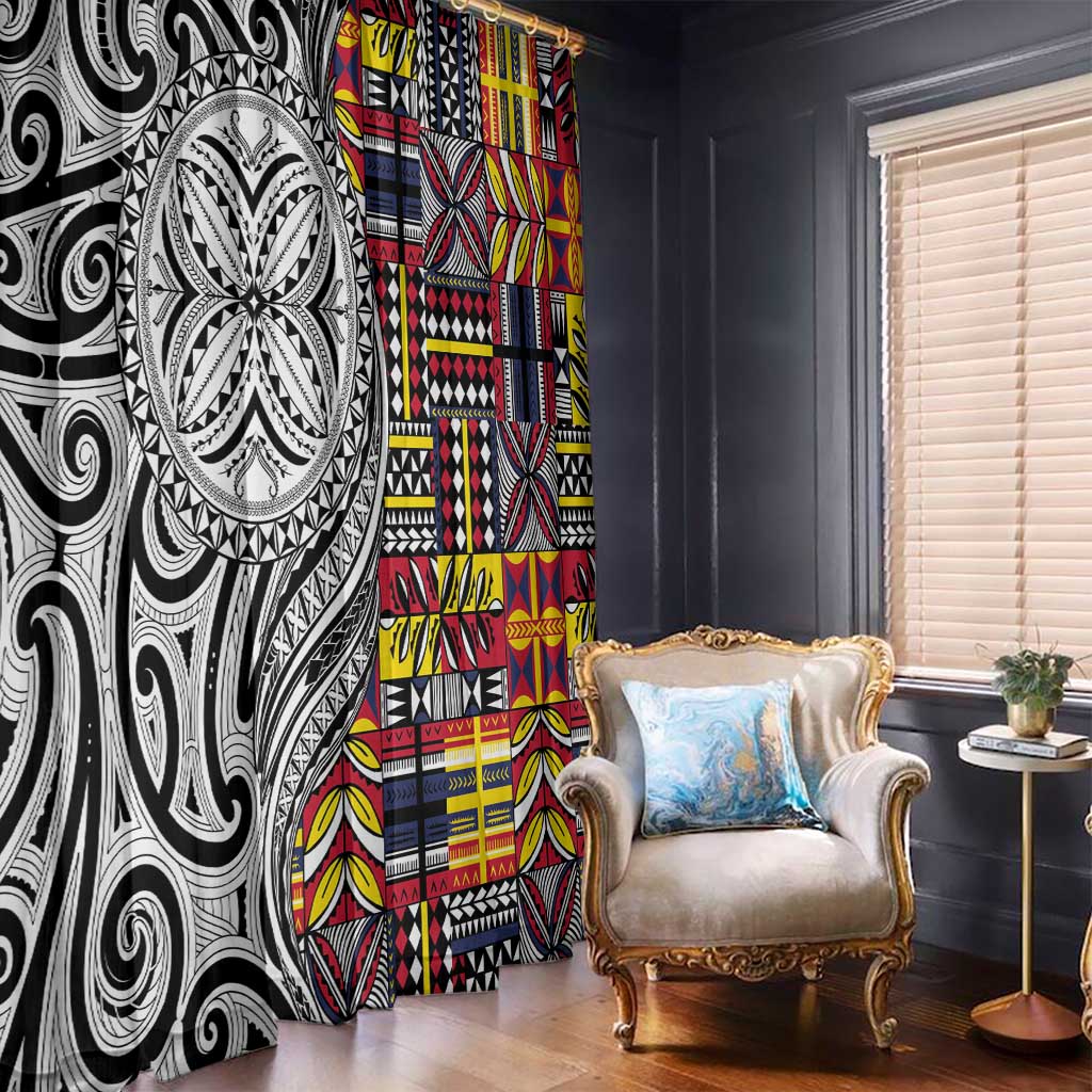 Niue Hiapo and Maori Decoration Tattoos Window Curtain LT03 - Polynesian Pride