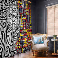 Niue Hiapo and Maori Decoration Tattoos Window Curtain LT03 - Polynesian Pride