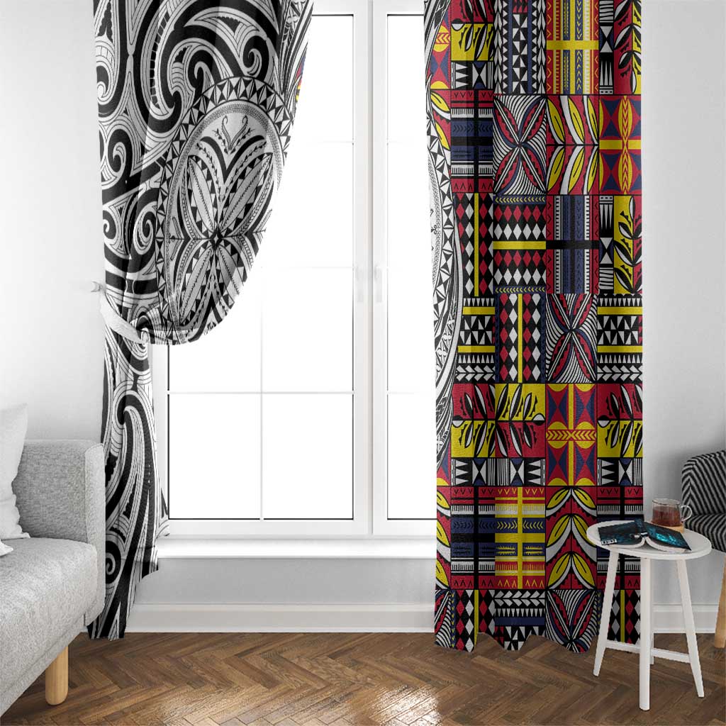 Niue Hiapo and Maori Decoration Tattoos Window Curtain LT03 - Polynesian Pride
