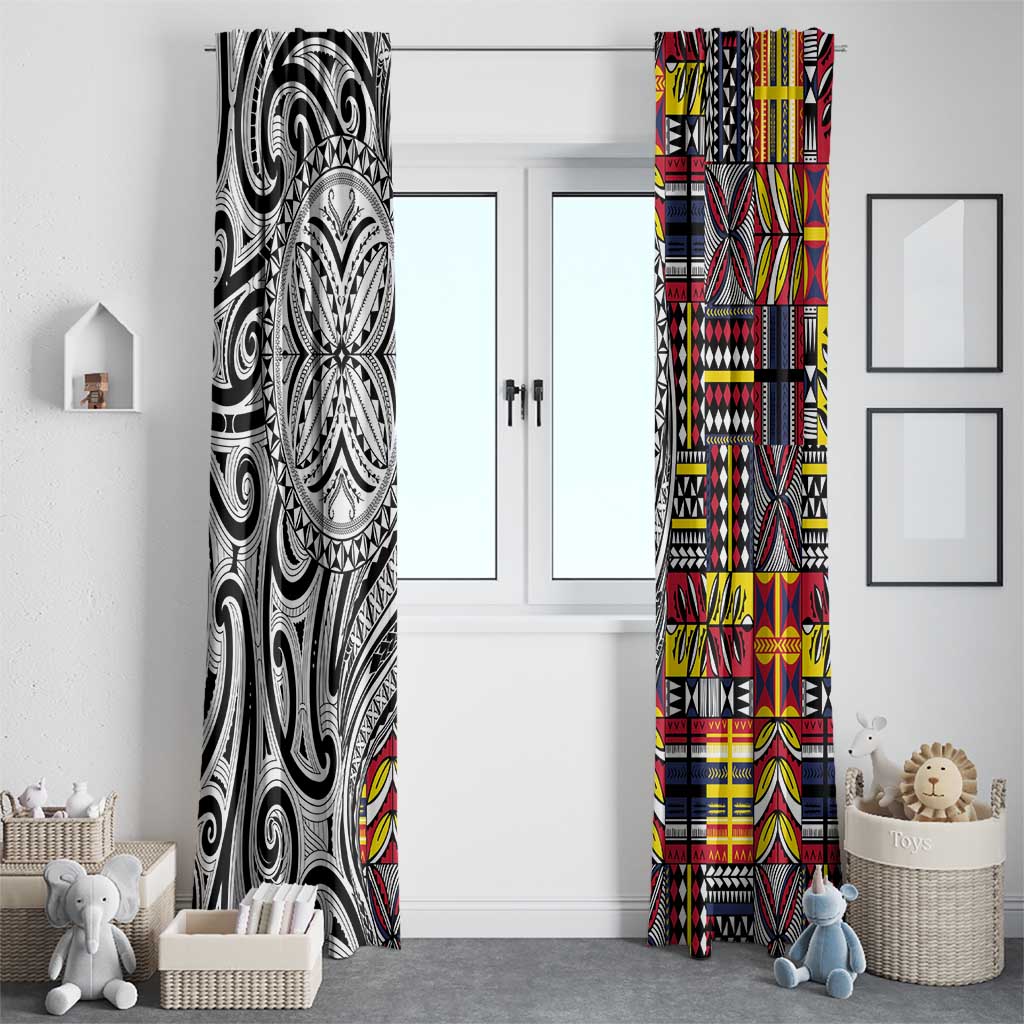 Niue Hiapo and Maori Decoration Tattoos Window Curtain LT03 - Polynesian Pride