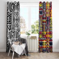 Niue Hiapo and Maori Decoration Tattoos Window Curtain LT03 - Polynesian Pride