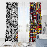 Niue Hiapo and Maori Decoration Tattoos Window Curtain LT03 - Polynesian Pride