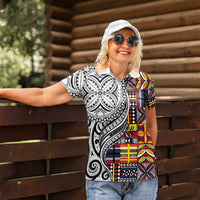 Niue Hiapo and Maori Decoration Tattoos Women Polo Shirt - Polynesian Pride