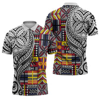 Niue Hiapo and Maori Decoration Tattoos Zipper Polo Shirt - Polynesian Pride