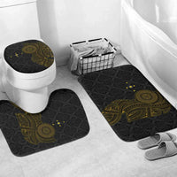 Niue Polynesian Hiapo Tattoo Art Bathroom Set Half Style Black Gold Color - Polynesian Pride