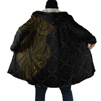 Niue Polynesian Hiapo Tattoo Art Cloak Half Style Black Gold Color - Polynesian Pride