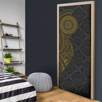 Niue Polynesian Hiapo Tattoo Art Door Cover Half Style Black Gold Color - Polynesian Pride