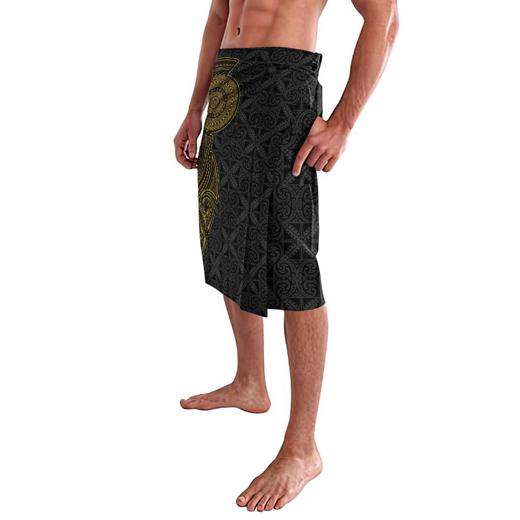 Niue Polynesian Hiapo Tattoo Art Lavalava Half Style Black Gold Color - Polynesian Pride