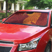 Niue Polynesian Hiapo Tattoo Art Auto Sun Shade Half Style Red Yellow Color - Polynesian Pride