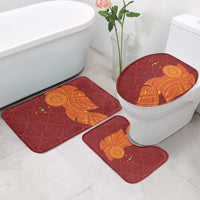 Niue Polynesian Hiapo Tattoo Art Bathroom Set Half Style Red Yellow Color - Polynesian Pride