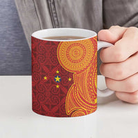 Niue Polynesian Hiapo Tattoo Art Ceramic Mug Half Style Red Yellow Color - Polynesian Pride