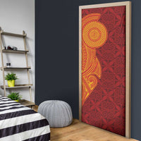 Niue Polynesian Hiapo Tattoo Art Door Cover Half Style Red Yellow Color - Polynesian Pride